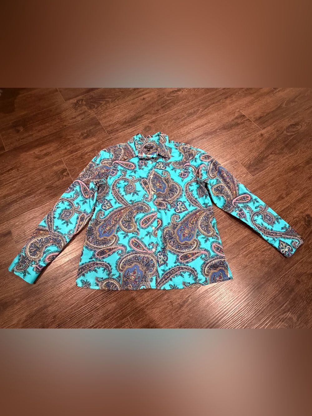 Talbots Turquoise Paisley Button-Up Shirt